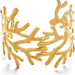 Gold Coral Cuff Bracelet for Women Ocean Inspired Statement Boho Jewelry